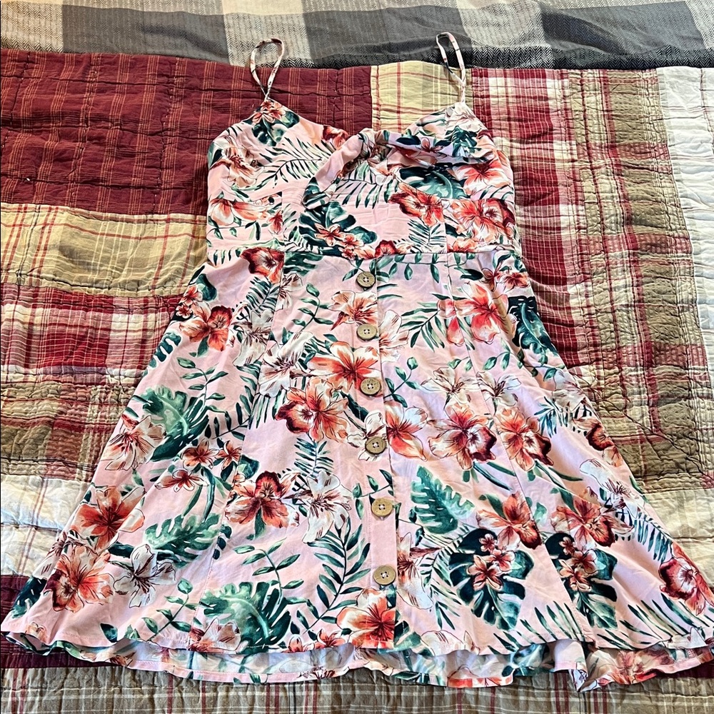 Band of Gypsies Pink and Green Smocked Dress